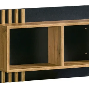 Hängeregal / Wandregal Trevalli 11, Farbe: Eiche / Schwarz - Abmessungen: 46 x 90 x 22 cm (H x B x T) Super-Preis