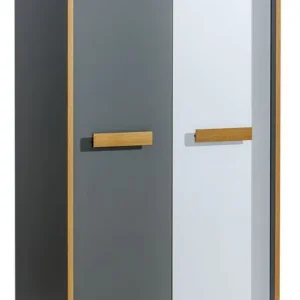 Drehtürenschrank / Kleiderschrank Caranx 1, Farbe: Weiß / Eiche / Anthrazit - Abmessungen: 195 x 90 x 55 cm (H x B x T) Direkt Vom Hersteller