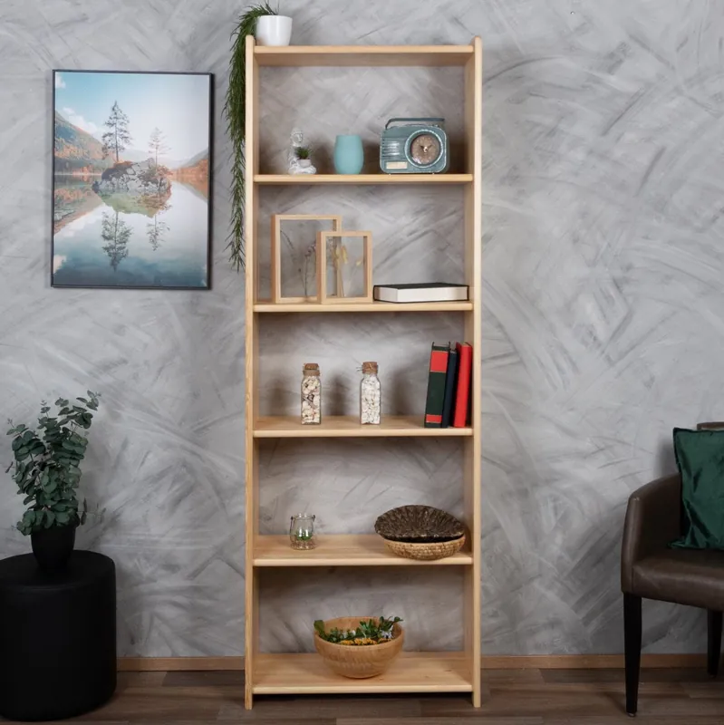 Zertifiziert Regal Kiefer massiv Vollholz natur 001 - Abmessung 200 x 80 x 30 cm (H x B x T)