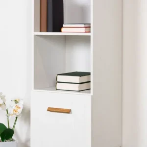 Bücherregal Panduros 07, Farbe: Kiefer Weiß / Eiche Braun - Abmessungen: 128 x 45 x 40 cm (H x B x T) Preiswert