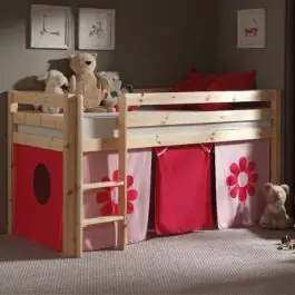Halbhochbett Charlotte mit Spielzelt Blume - Kieferholz Kostenfreie Lieferung
