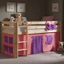 Halbhochbett Charlotte mit Spielzelt Bella - Kieferholz Kostenloser Versand