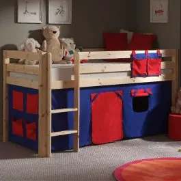 Halbhochbett Charlotte mit Spielzelt Domino - Kieferholz Sonderangebot