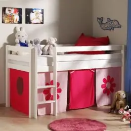 Top-Seller Halbhochbett Charlotte weiß mit Spielzelt Blume