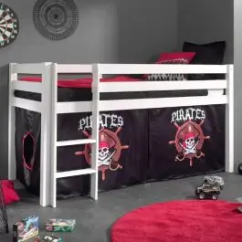 Halbhochbett Charlotte weiß mit Piratenspielzelt Beliebt