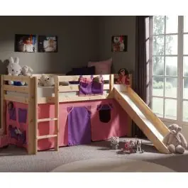 Preiswert Halbhochbett Astrid mit Rutsche Zelt Bella - Kieferholz