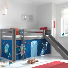 Preis Gesenkt Halbhochbett Astrid grau mit Rutsche - astro