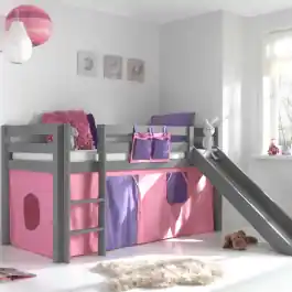 Bestseller Halbhochbett Astrid grau mit Rutsche - Bella