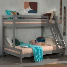 Beliebt Dreifach-Etagenbett 3-Sitzer Holz - grau