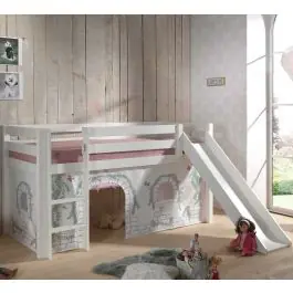 Wochenendangebot Halbhochbett Astrid weiß mit Rutsche - birdy