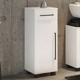 Sichere Zahlung Badezimmerschrank Dusan 30 cm mit 1 Tür und 1 Schublade - weiß