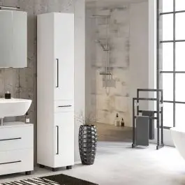 Jetzt Kaufen Säulenschrank Dusan mit 2 Türen und 1 Schublade - weiß