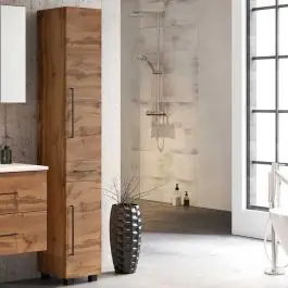 Säulenschrank Dusan mit 2 Türen und 1 Schublade - Eiche wotan Highlight