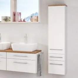 Saisonangebot Säulenschrank Dasa 30cm mit 1 Tür und 2 Schubladen - weiß