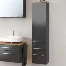 Säulenschrank Dasa 30cm mit 1 Tür und 2 Schubladen - graphit/mattgrau Direkt Vom Hersteller