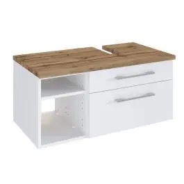 Waschbeckenschrank Dasa (rechts) 90cm mit 2 Schubladen - weiß Abverkauf