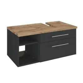 Waschbeckenschrank Dasa (rechts) 90cm mit 2 Schubladen - graphit/mattgrau Aktuell