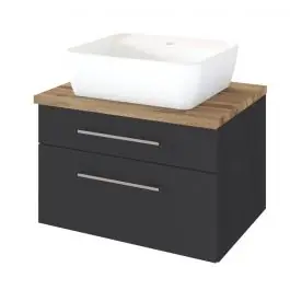 Kostenloser Rückversand Waschtischunterschrank Dasa 60cm 2 Schubladen - graphit/mattegrau