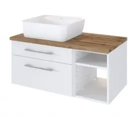 Neu Waschtischunterschrank Dasa (links) 90cm mit 2 Schubladen - weiß