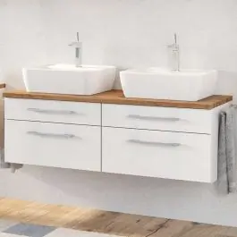 Waschbeckenschrank Dasa 120cm mit 4 Schubladen - weiß Schnäppchen