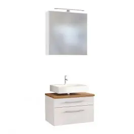 Set aus Waschtischunterschrank und Spiegelschrank Dasa 60cm - weiß Kracherpreis