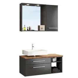 Sichere Zahlung Badkombination Dasa 2 links - graphit/grau matt