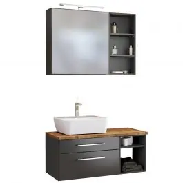 Badkombination Dasa 13 links - graphit/grau matt Neu Im Sortiment