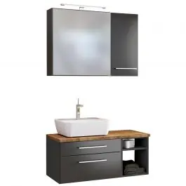 Versand Am Gleichen Tag Badkombination Dasa 14 links - graphit/grau matt