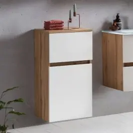 Mega-Angebot Badezimmerschrank Kornel/Luna 40cm 1 Tür und 1 Schublade - Eiche/mattweiß