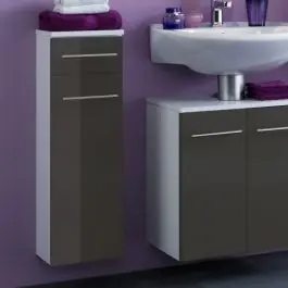 Badezimmerschrank Small 25cm 1 Schublade und 1 Tür - hochglanz-grau Super-Preis