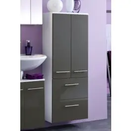 Badezimmerschrank Small 50cm 2 Türen und 2 Schubladen - hochglanz-grau Bestpreis