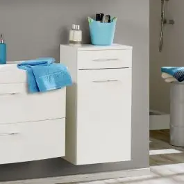 Billig Badezimmerschrank Florent 40cm 1 Tür und 1 Schublade - weiß