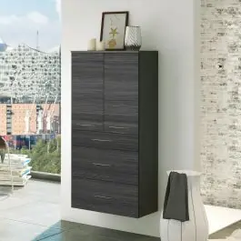 Wochenendangebot Badezimmerschrank Florent 60cm 2 Türen und 3 Schubladen - graphit/graue Eiche