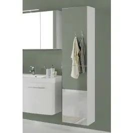 Säulenschrank Florent 40cm mit Spiegel und 2 Türen - weiß Versand Am Gleichen Tag