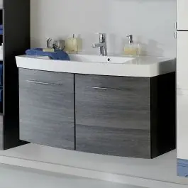 Waschbeckenschrank Florent gebogen 100cm 2 Türen - graphit/graue Eiche Neuheit