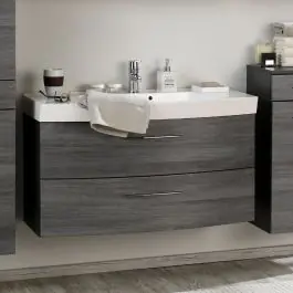 Waschbeckenschrank Florent gebogen 120cm 2 Schubladen - graphit/graue Eiche Neue Kollektion