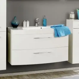 Rabatt Waschbeckenschrank Florent gebogen 120cm 2 Schubladen - weiß
