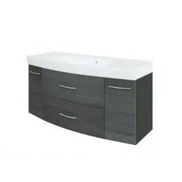 Waschbeckenschrank Florent gebogen 120cm 2 Schubladen und 2 Türen - graphit/graue Eiche Online Kaufen