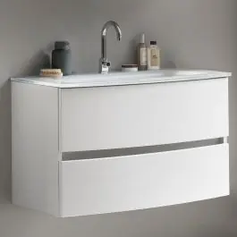 Billig Waschbeckenschrank Kornel 80cm weißes Waschbecken - weiß