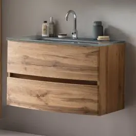 Waschbeckenschrank Kornel 80cm grau Waschbecken - Eiche Beliebt