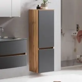 Sonderangebot Säulenschrank Kornel/Luna 40cm 2 Türen - Eiche/mattgrau