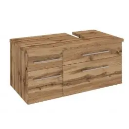 Waschbeckenschrank Dasa (rechts) 90cm mit 4 Schubladen - Eiche wotan Neu Im Sortiment