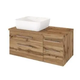 Waschtischunterschrank Dasa (links) 90cm mit 4 Schubladen - wotan eiche Begrenztes Angebot