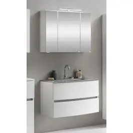 Kostenloser Versand Badkombination Kornel 2 2-teilig mit grauem Waschbecken - weiß