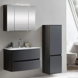 Badkombination Kornel 3 mit weißem Waschbecken - graphitgrau Angebot