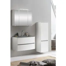 Rabatt Badkombination Kornel 4 3-teilig mit grauem Waschbecken - weiß