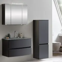 Badkombination Kornel 4 3-teilig mit grauem Waschbecken - graphitgrau Versand Am Gleichen Tag