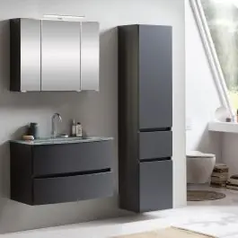 Preisreduziert Badkombination Kornel 5 3-teilig mit grauem Waschbecken - graphitgrau