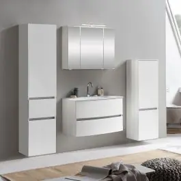 Knallerangebot Badkombination Kornel 9 4-teilig mit weißem Waschbecken - weiß