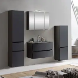 Badkombination Kornel 10 4-teilig mit grauem Waschbecken - graphitgrau Saisonangebot